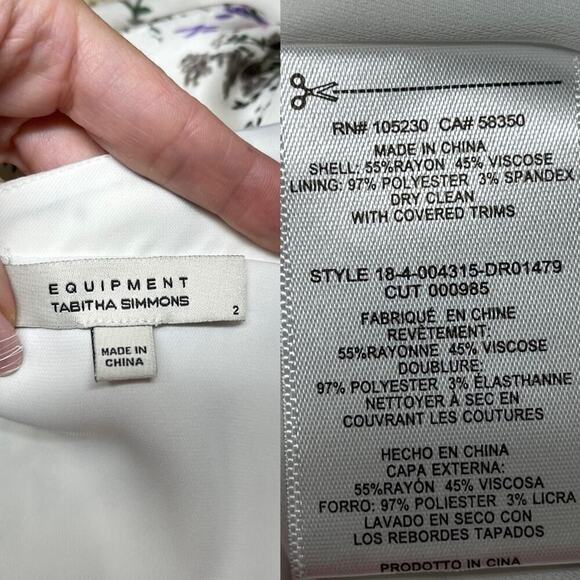 EQUIPMENT Tabitha Simmons Estille Asymmetric Crepe De Chine White Dress 2 - Picture 15 of 16